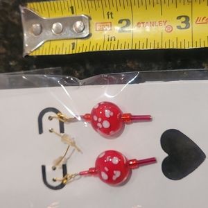 ** 3/$5 ** Earrings, pierced dangle, Holiday ornament red